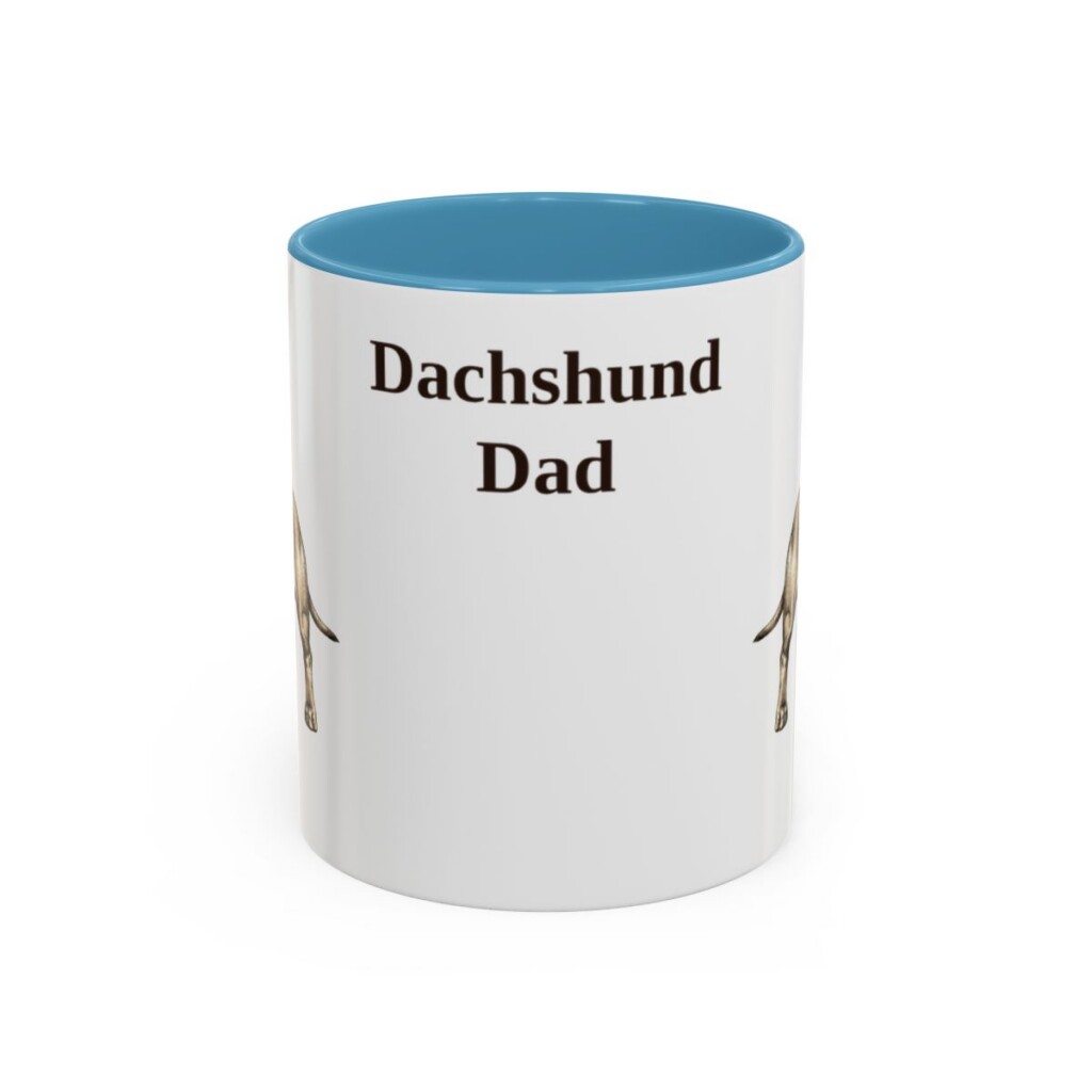 11oz Dachshund Dog Dad Mug, Light Blue, front view