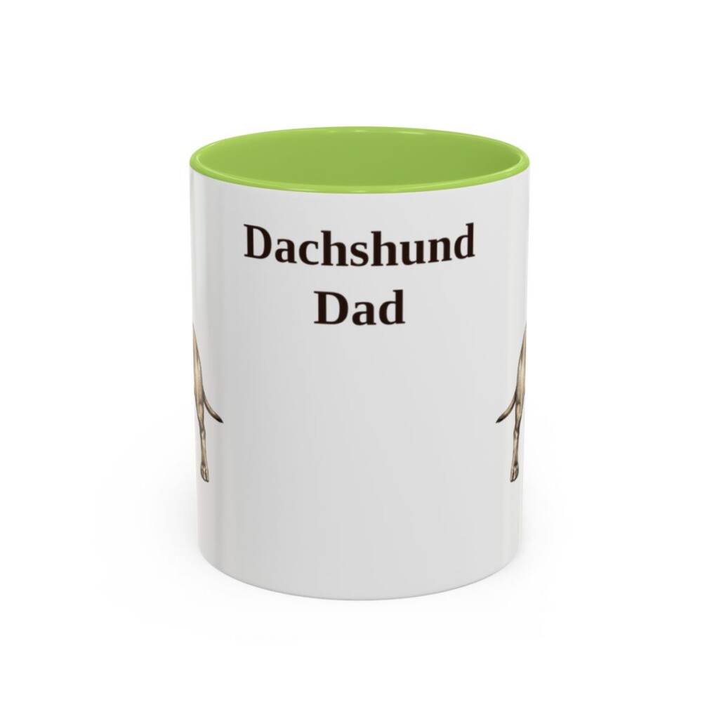 11oz Dachshund Dog Dad Mug, Light Green, front view