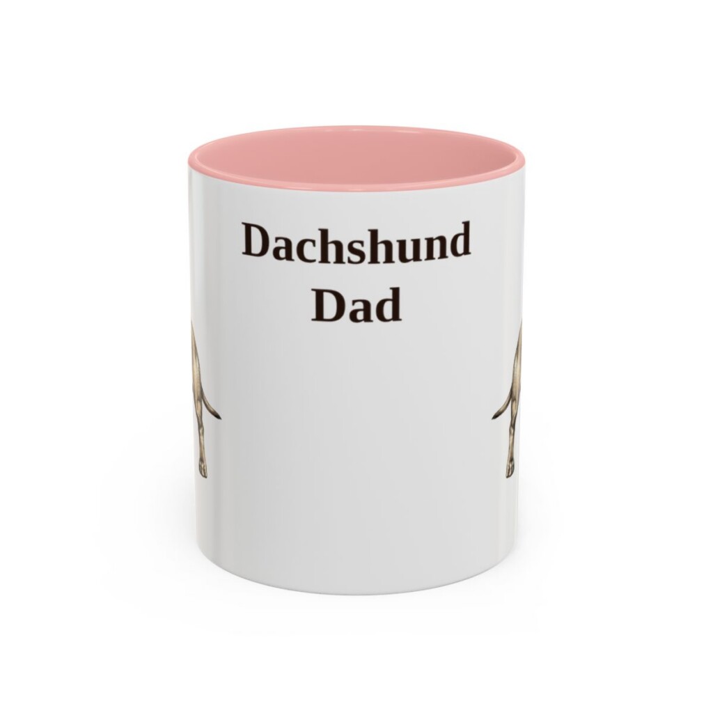 11oz Dachshund Dog Dad Mug, Pink, front view