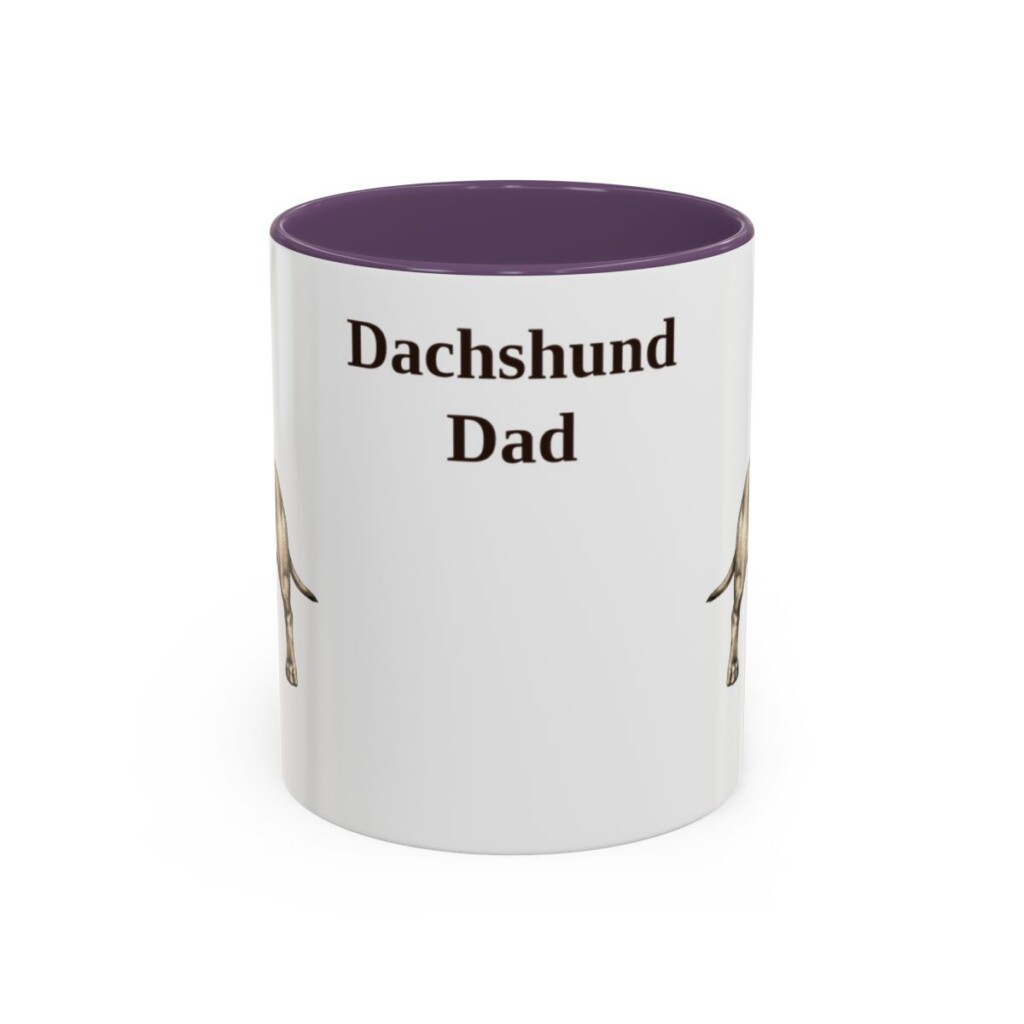 11oz Dachshund Dog Dad Mug, Purple, front view