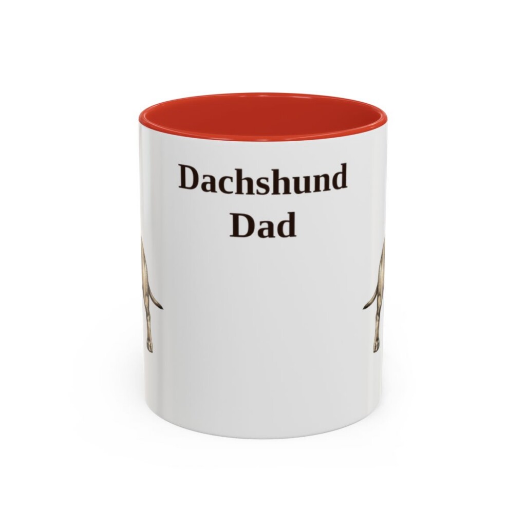11oz Dachshund Dog Dad Mug, Red, front view