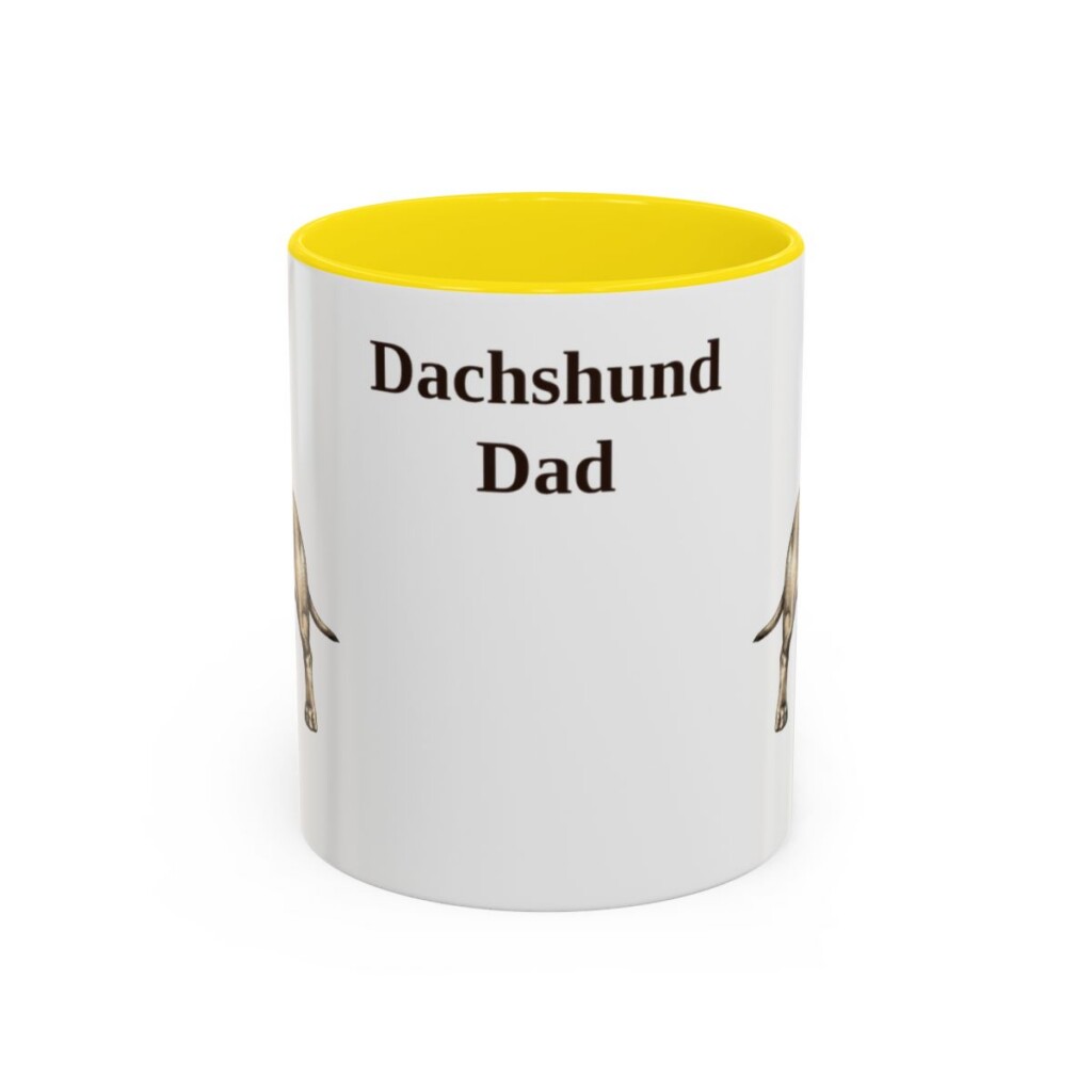 11oz Dachshund Dog Dad Mug, Yellow, front view