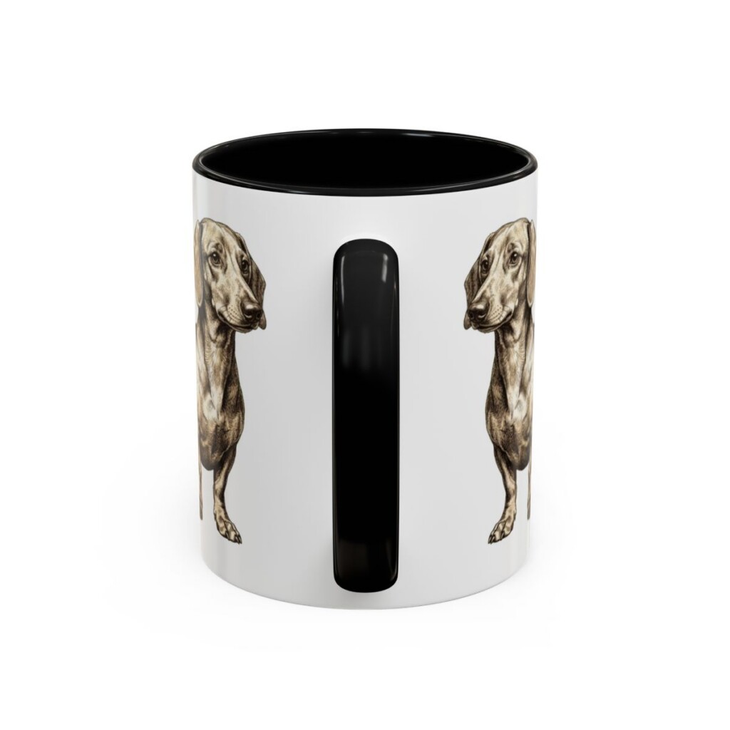11oz Funny Dachshund Mug, Black, back view