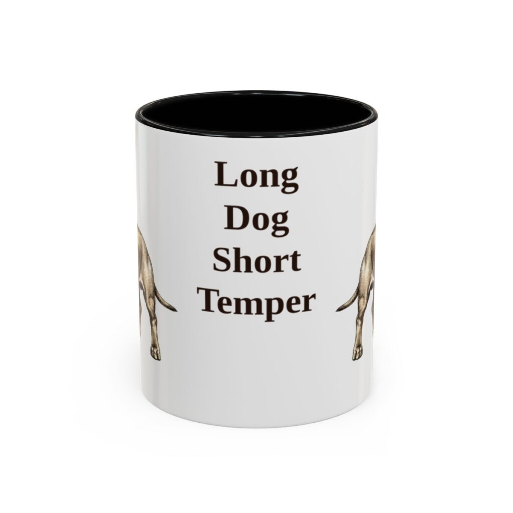 11oz Funny Dachshund Mug, Black, front view