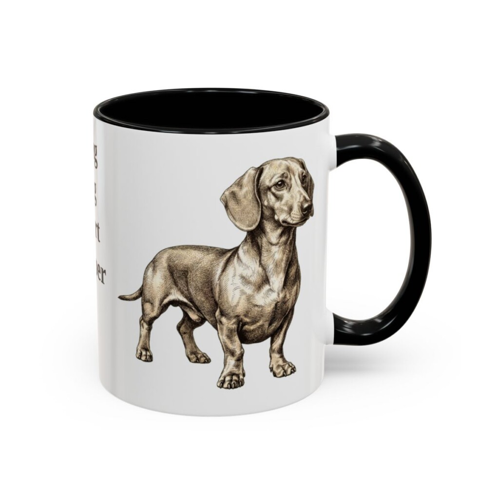 11oz Funny Dachshund Mug, Black, right side view