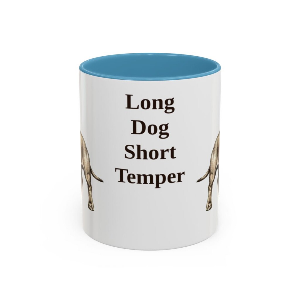 11oz Funny Dachshund Mug, Light Blue, front view