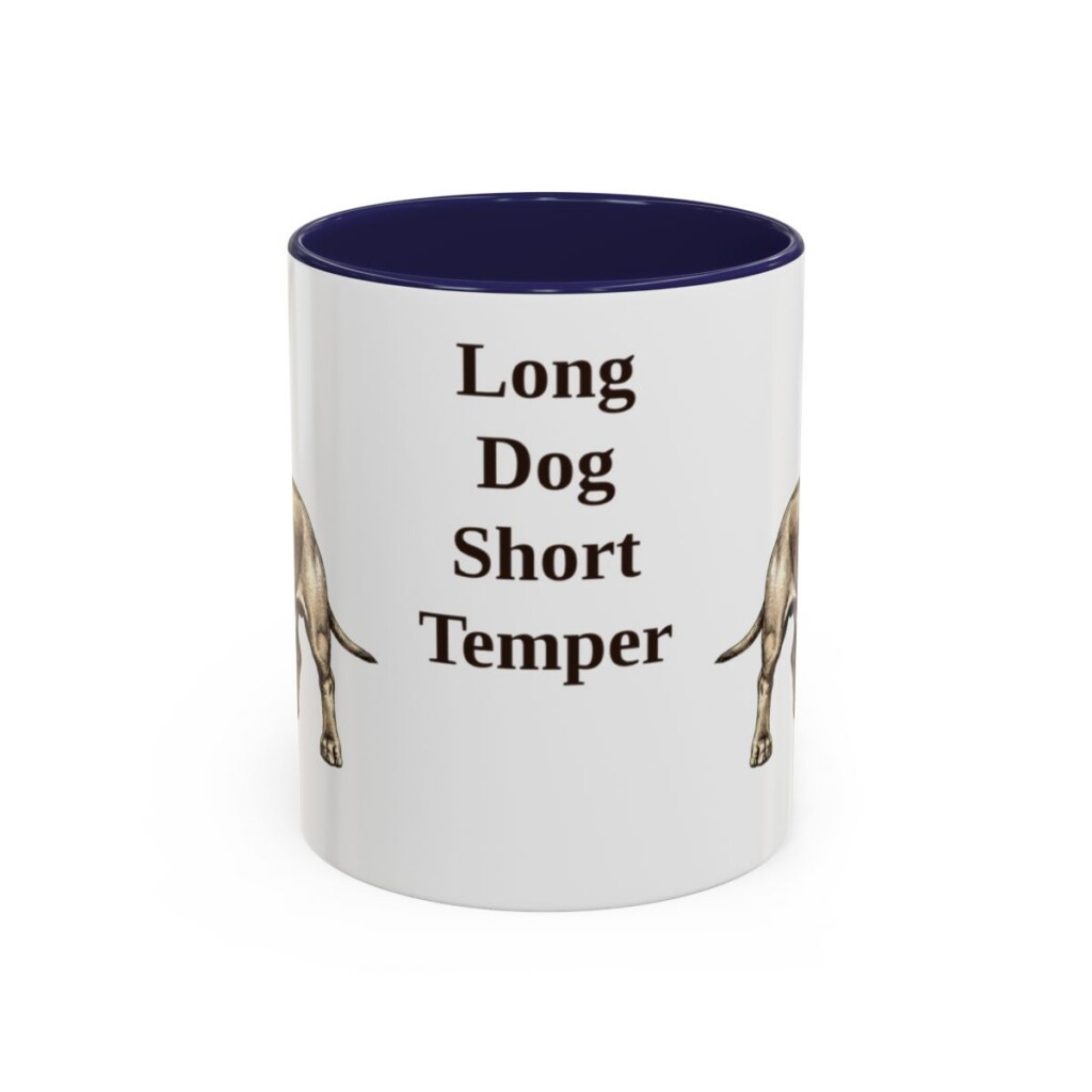 11oz Funny Dachshund Mug, Navy, front view