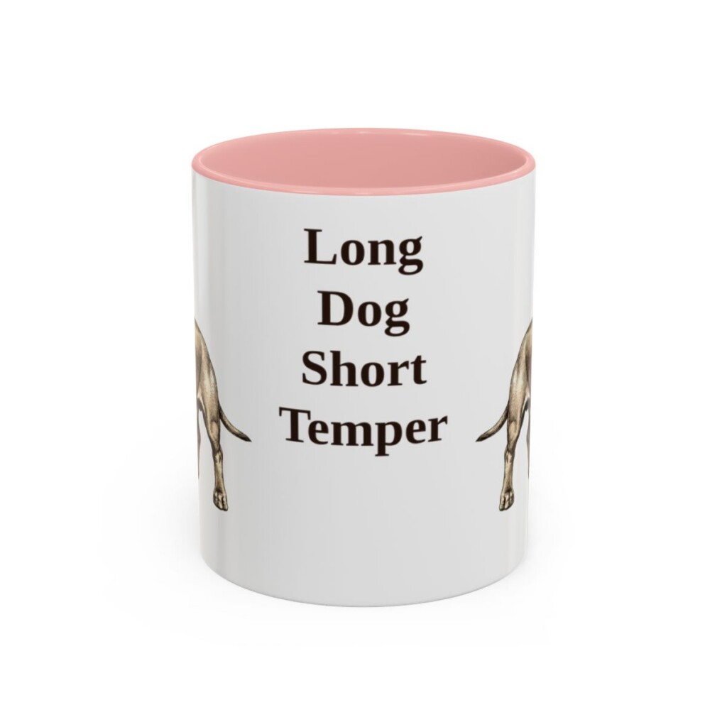 11oz Funny Dachshund Mug, Pink, front view