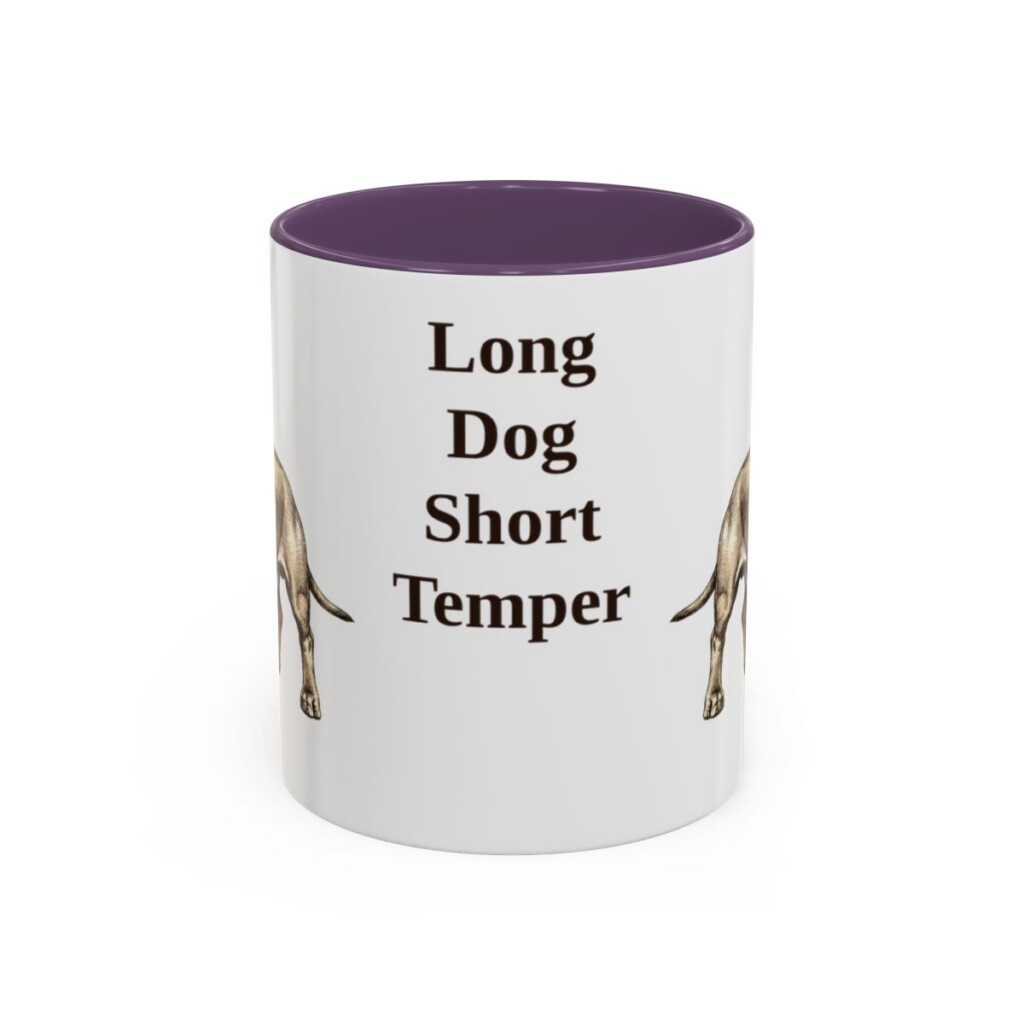 11oz Funny Dachshund Mug, Purple, front view