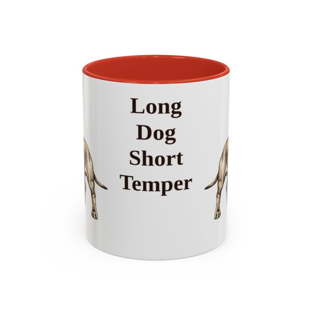 11oz Funny Dachshund Mug, Red, front view