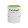 11oz Dachshund Latin Mug, Light Green, front view