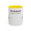 11oz Dachshund Latin Mug, Yellow, front view