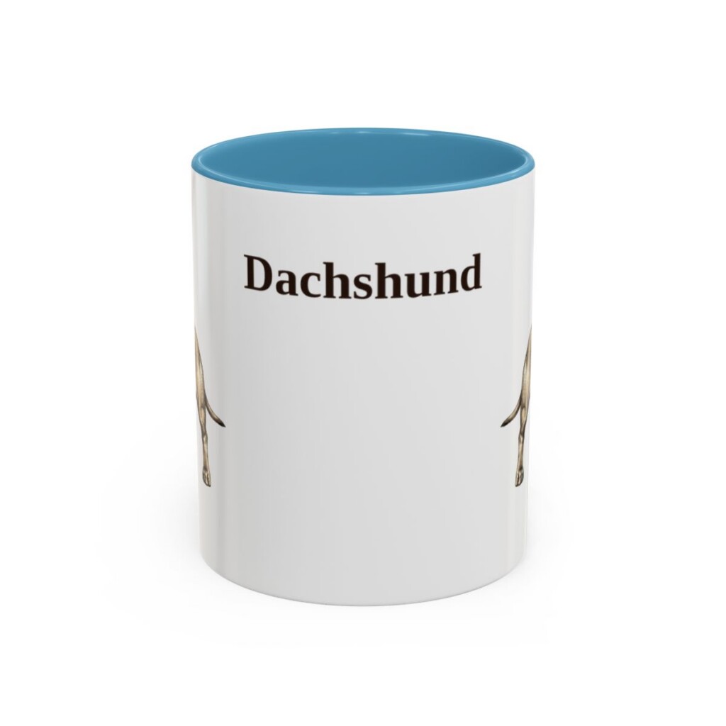 11oz Dachshund Mug, Light Blue, front view