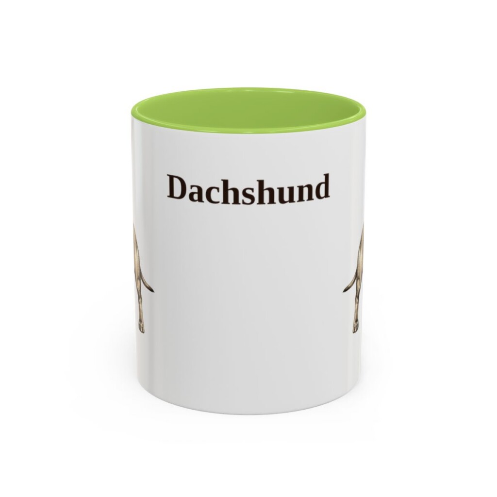 11oz Dachshund Mug, Light Green, front view