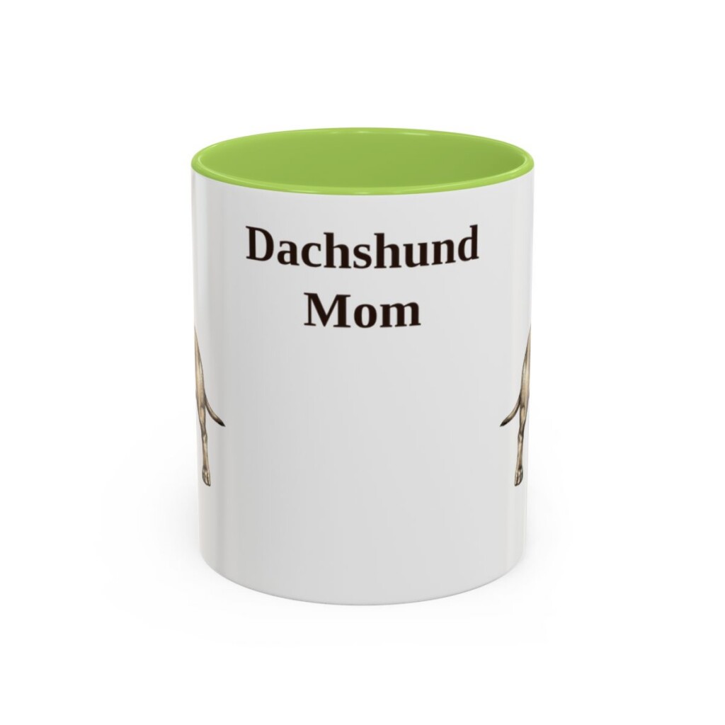 11oz Dachshund Dog Mom Mug, Light Green, front view