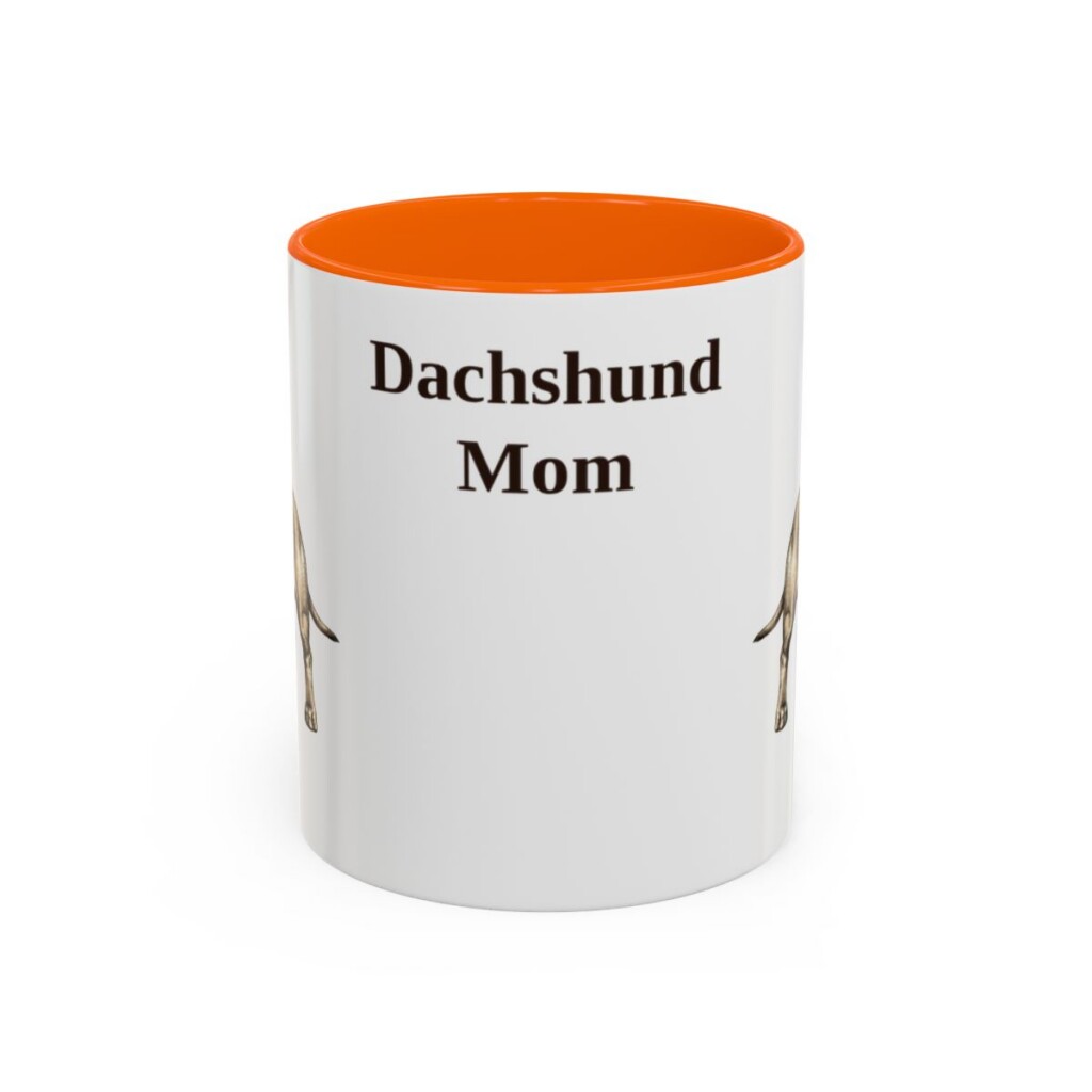 11oz Dachshund Dog Mom Mug, Orange, front view