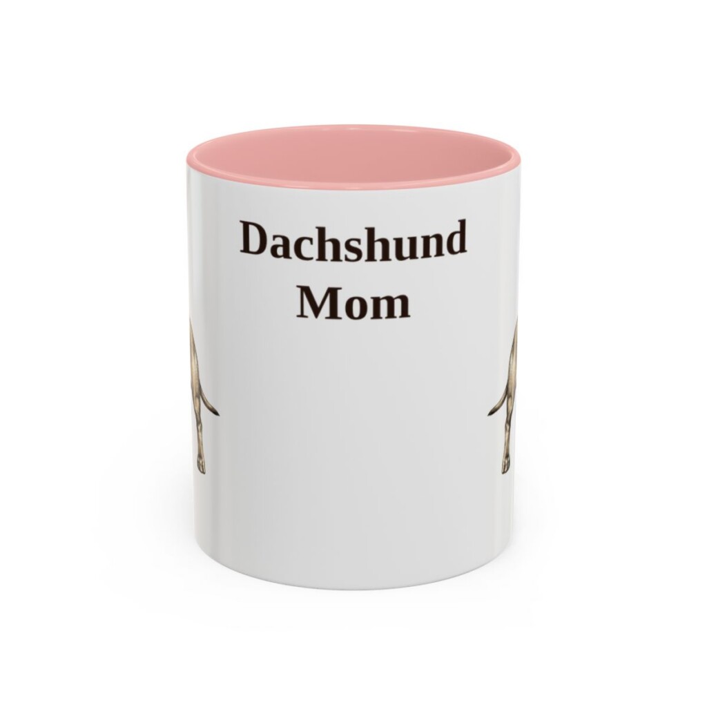 11oz Dachshund Dog Mom Mug, Pink, front view