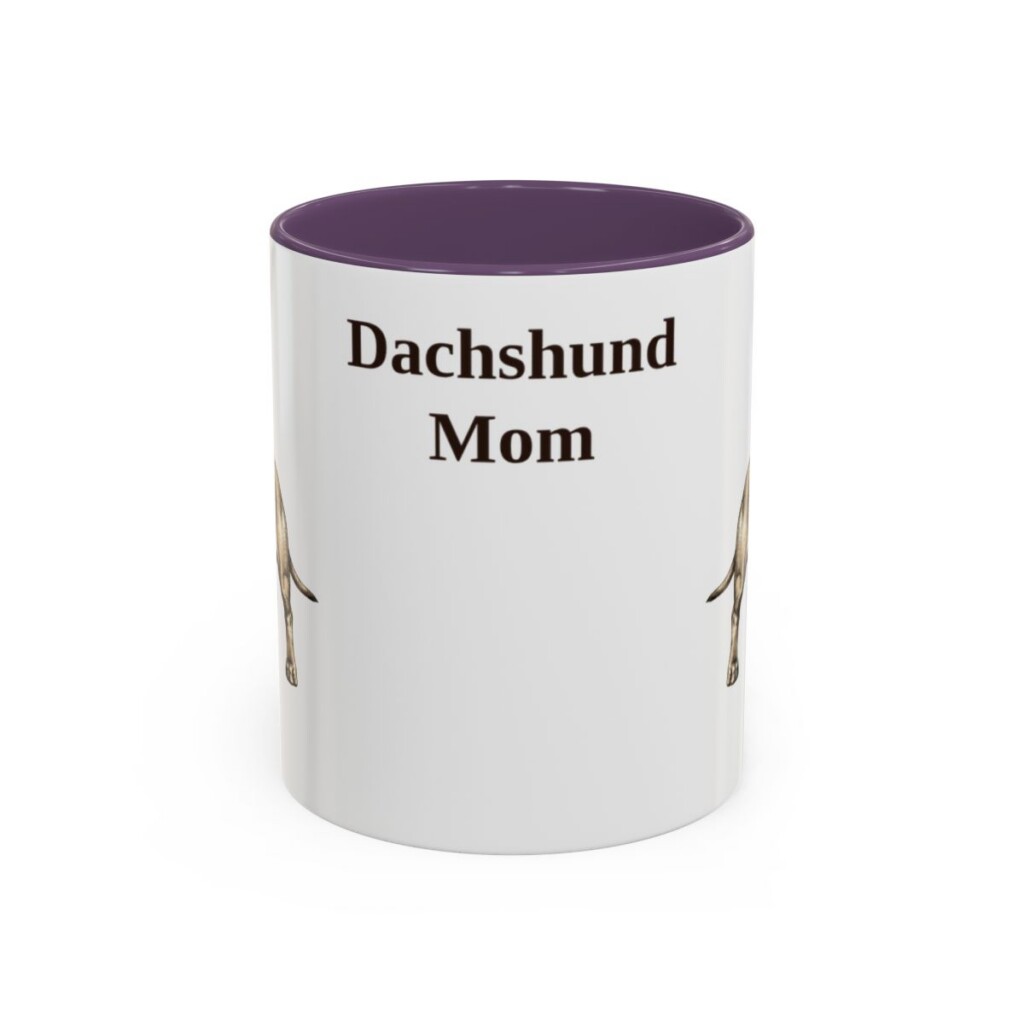 11oz Dachshund Dog Mom Mug, Purple, front view