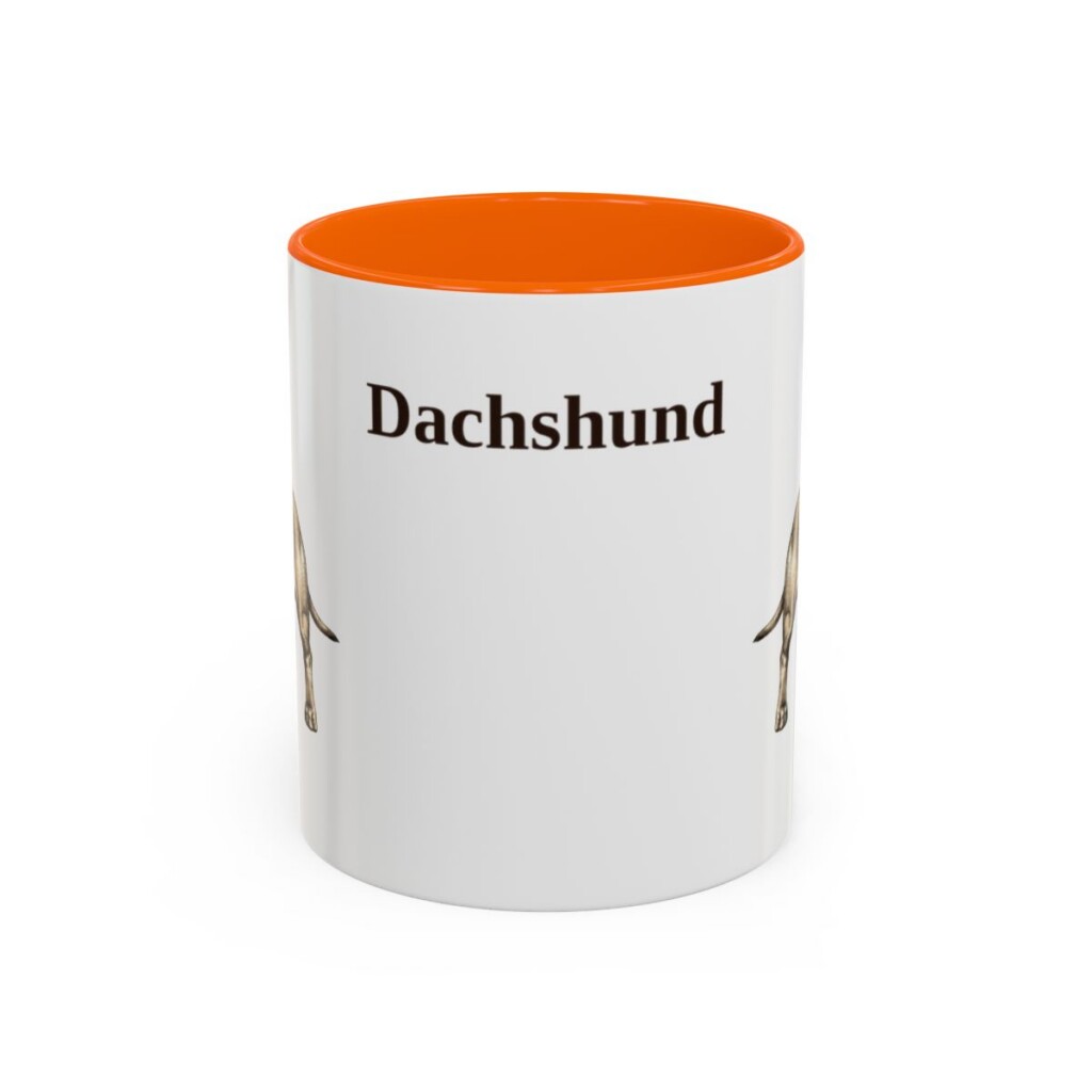 11oz Dachshund Mug, Orange, front view