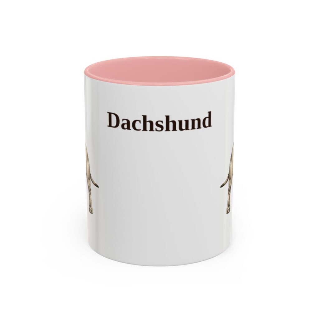 11oz Dachshund Mug, Pink, front view