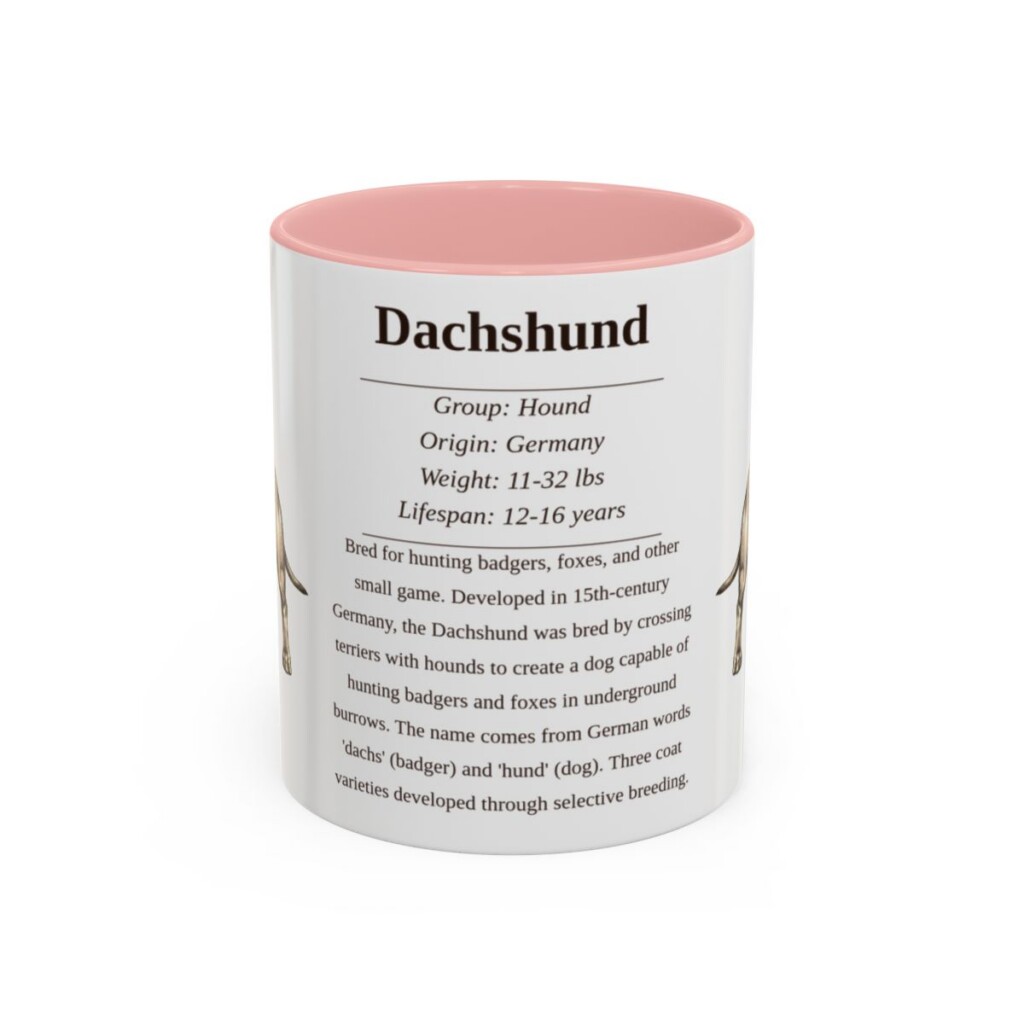 11oz Dachshund Mug, Pink, front view