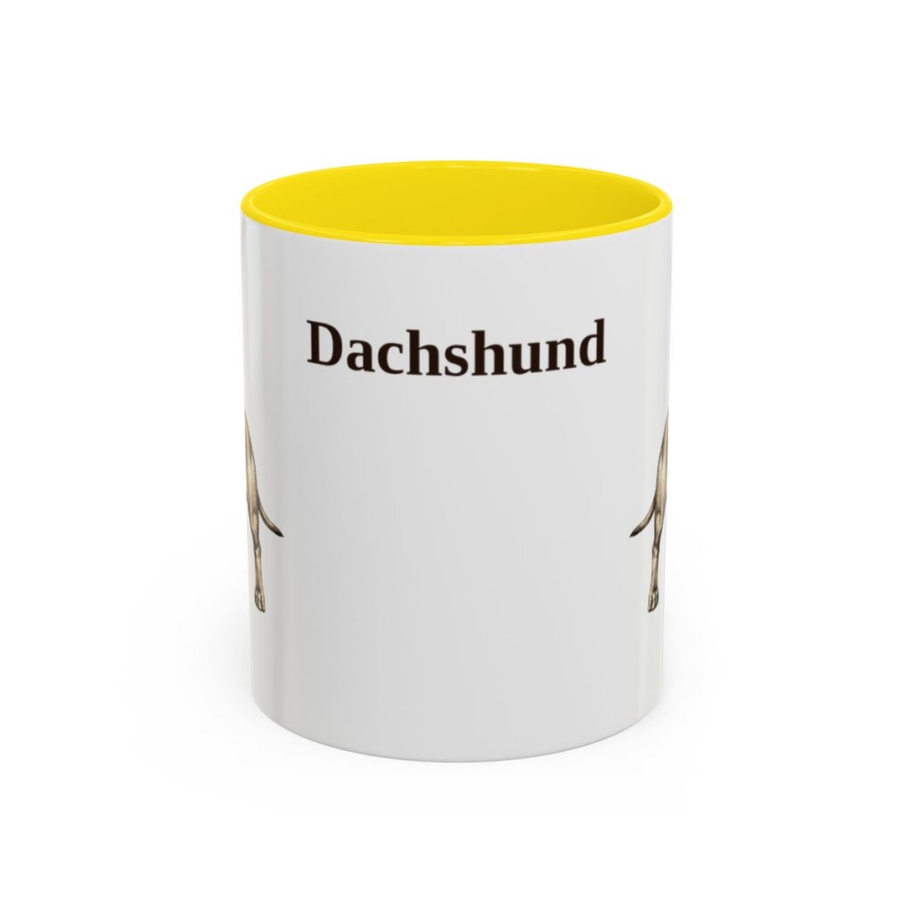 11oz Dachshund Mug, Yellow, front view