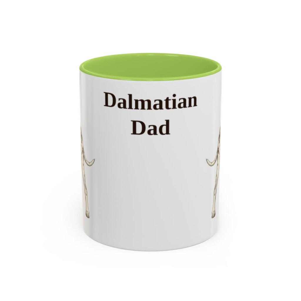 11oz Dalmatian Dog Dad Mug, Light Green, front view