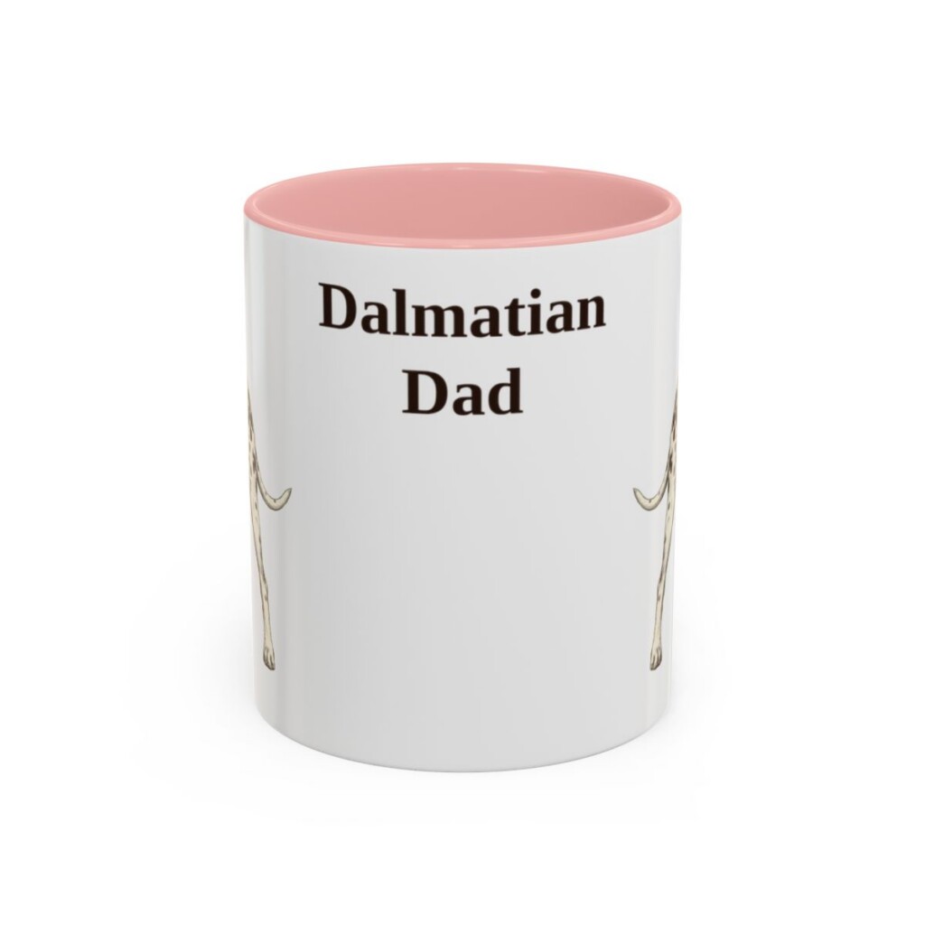 11oz Dalmatian Dog Dad Mug, Pink, front view