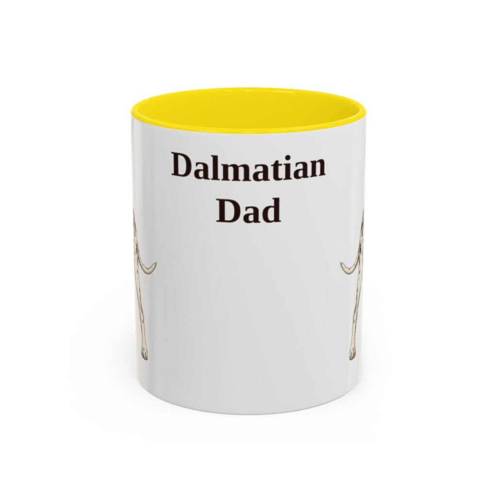 11oz Dalmatian Dog Dad Mug, Yellow, front view