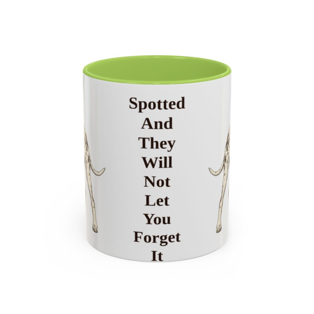 11oz Funny Dalmatian Mug, Light Green, front view