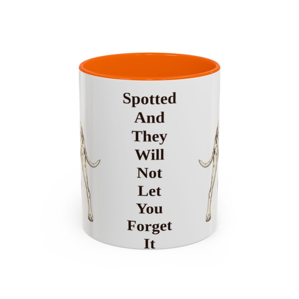 11oz Funny Dalmatian Mug, Orange, front view