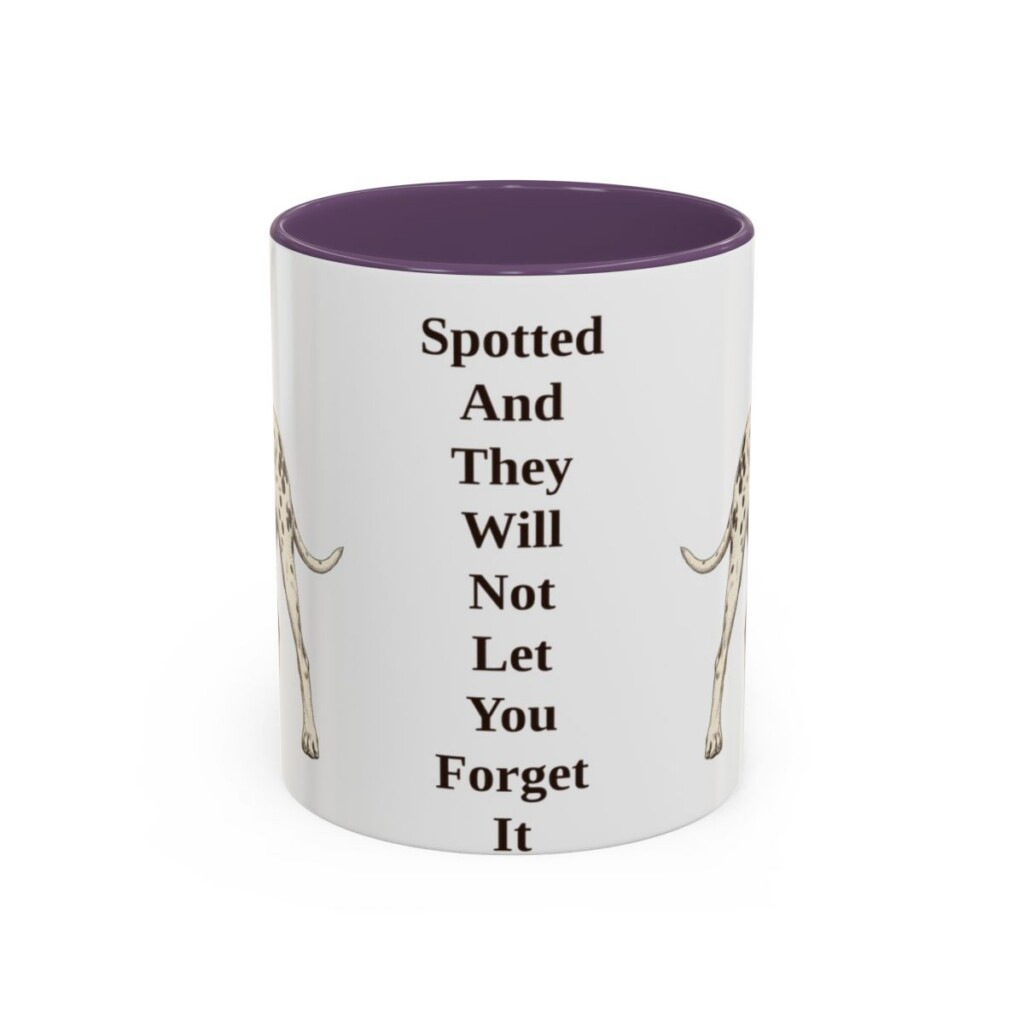 11oz Funny Dalmatian Mug, Purple, front view
