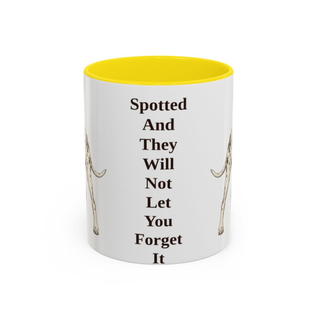11oz Funny Dalmatian Mug, Yellow, front view