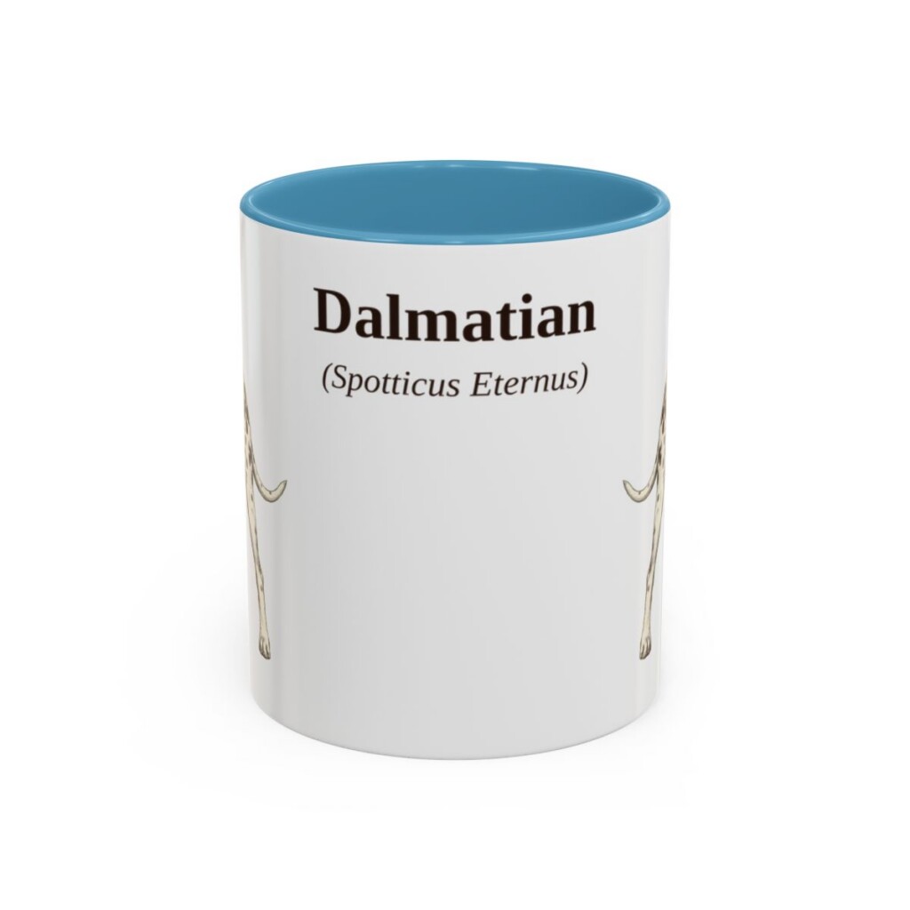 11oz Dalmatian Latin Mug, Light Blue, front view