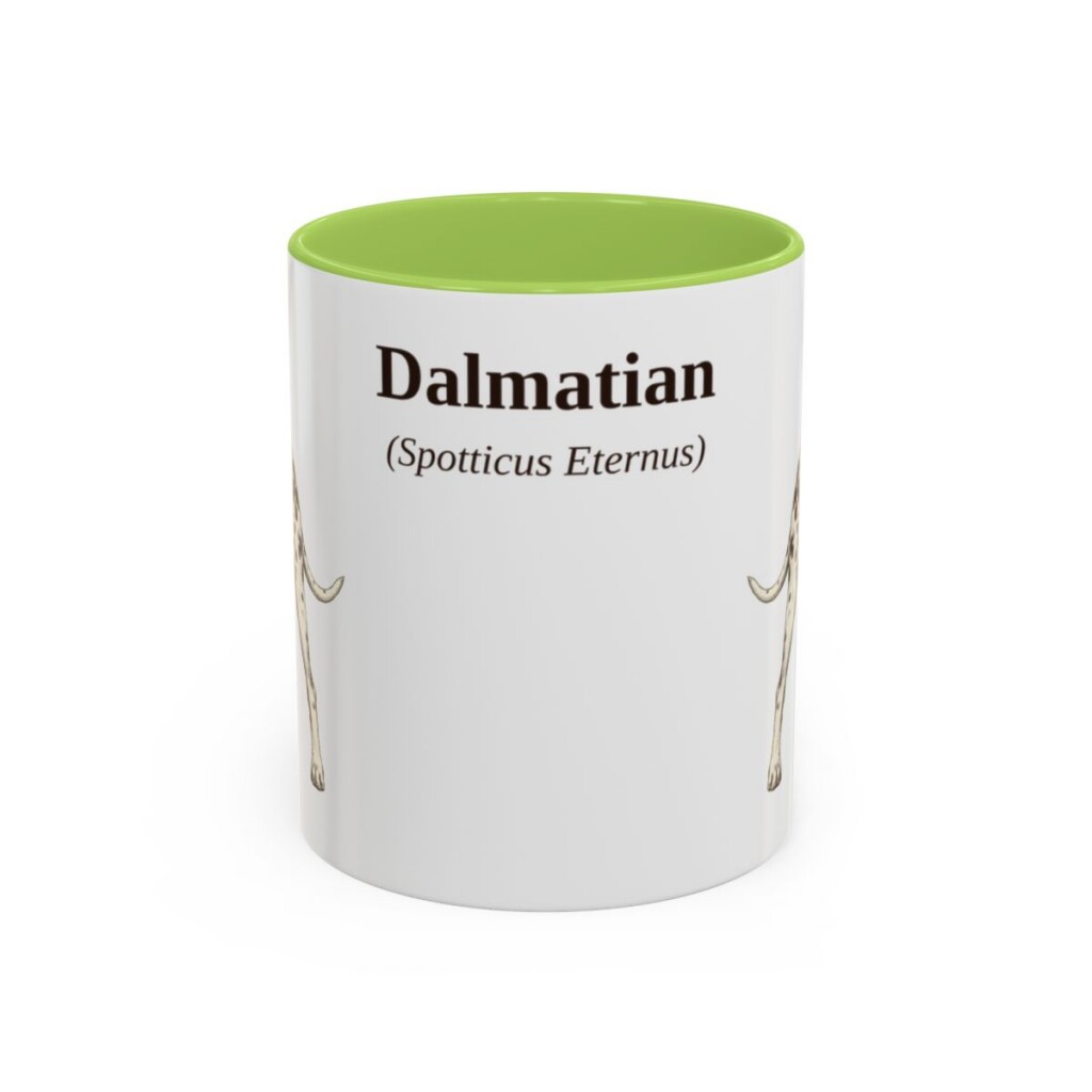 11oz Dalmatian Latin Mug, Light Green, front view