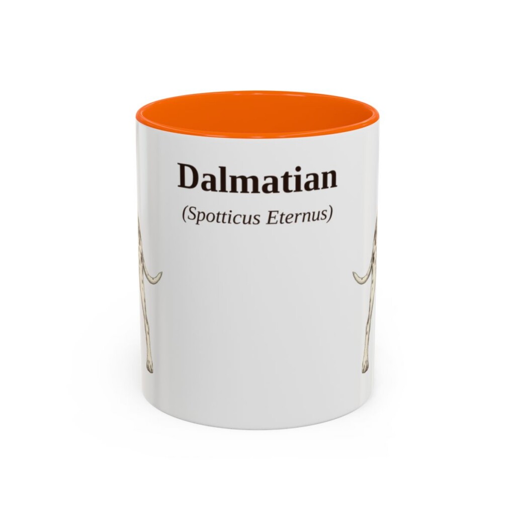 11oz Dalmatian Latin Mug, Orange, front view
