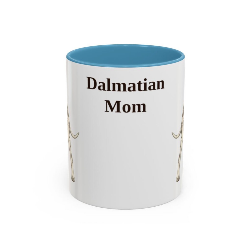 11oz Dalmatian Dog Mom Mug, Light Blue, front view