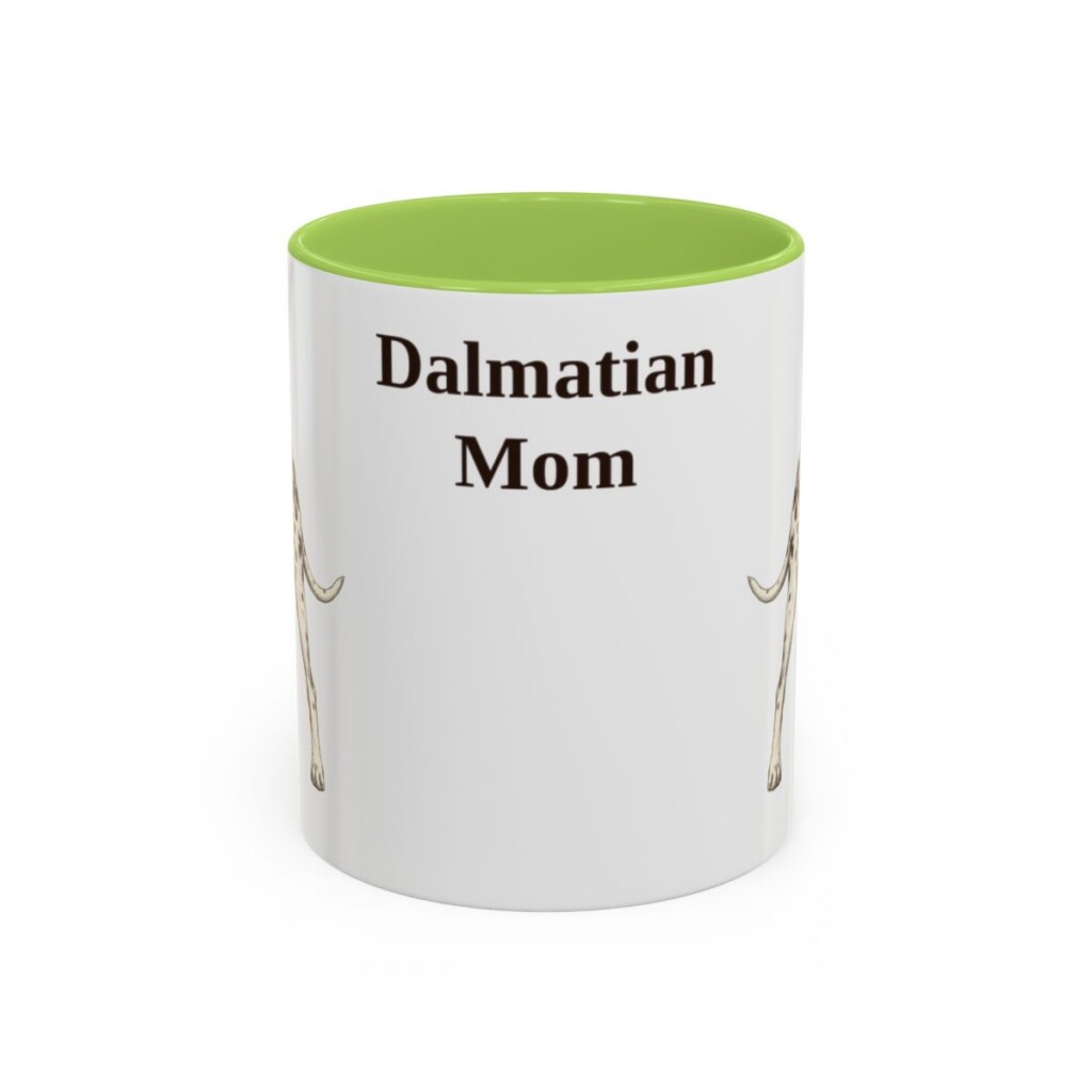11oz Dalmatian Dog Mom Mug, Light Green, front view