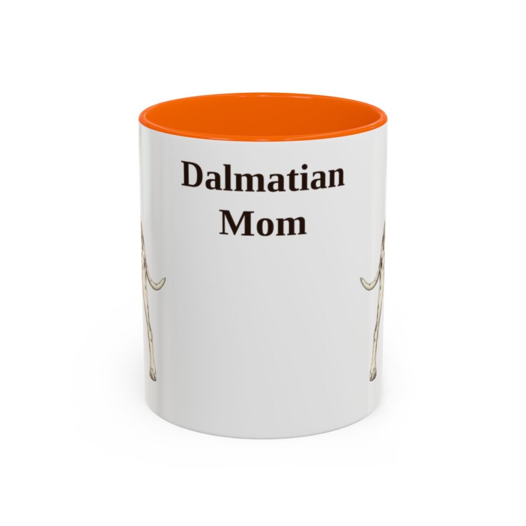 11oz Dalmatian Dog Mom Mug, Orange, front view
