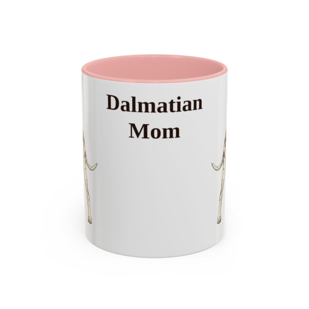 11oz Dalmatian Dog Mom Mug, Pink, front view