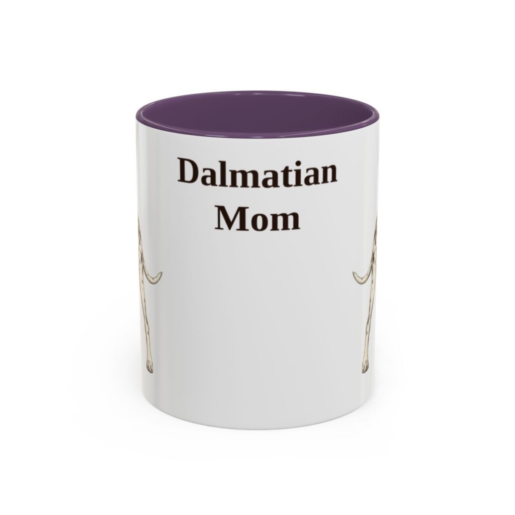 11oz Dalmatian Dog Mom Mug, Purple, front view