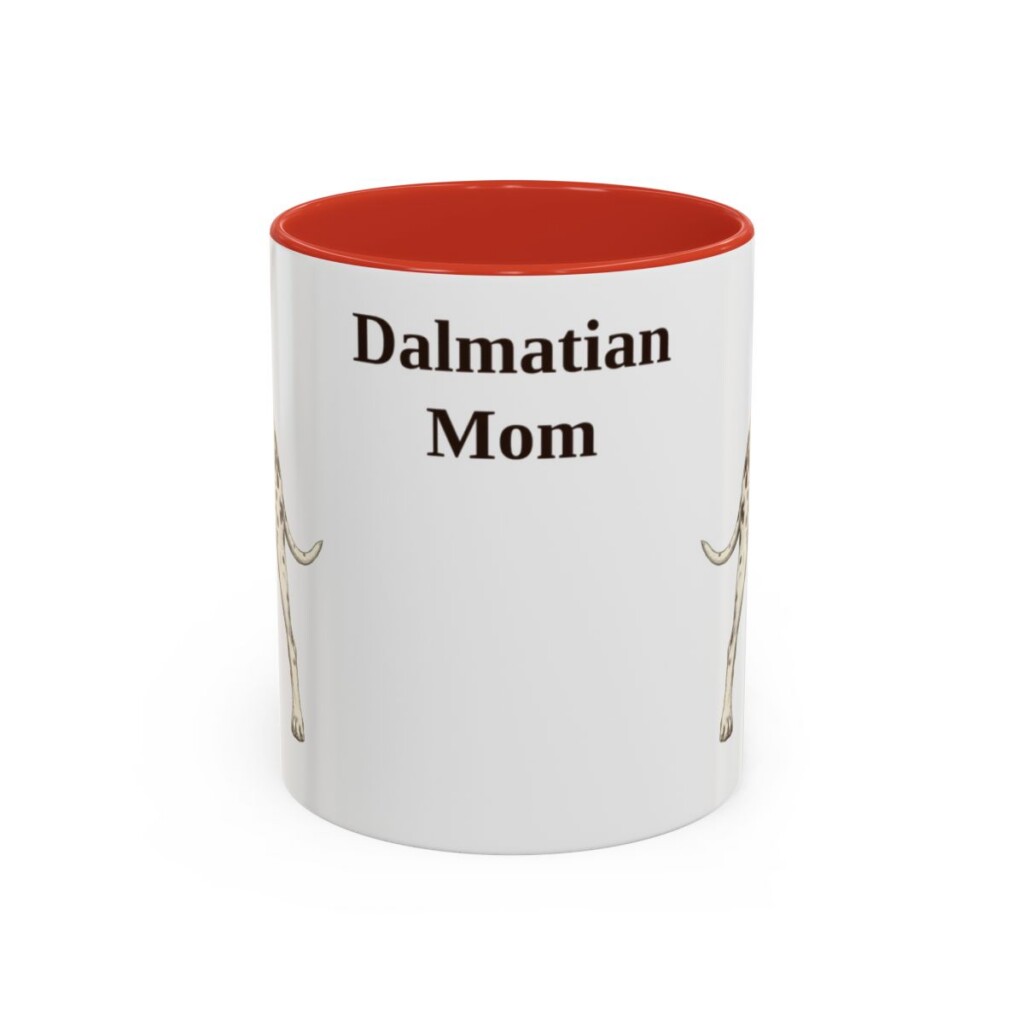 11oz Dalmatian Dog Mom Mug, Red, front view