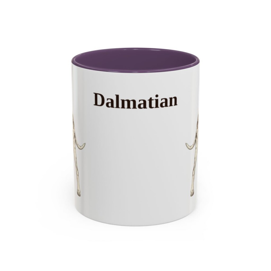 11oz Dalmatian Mug, Purple, front view