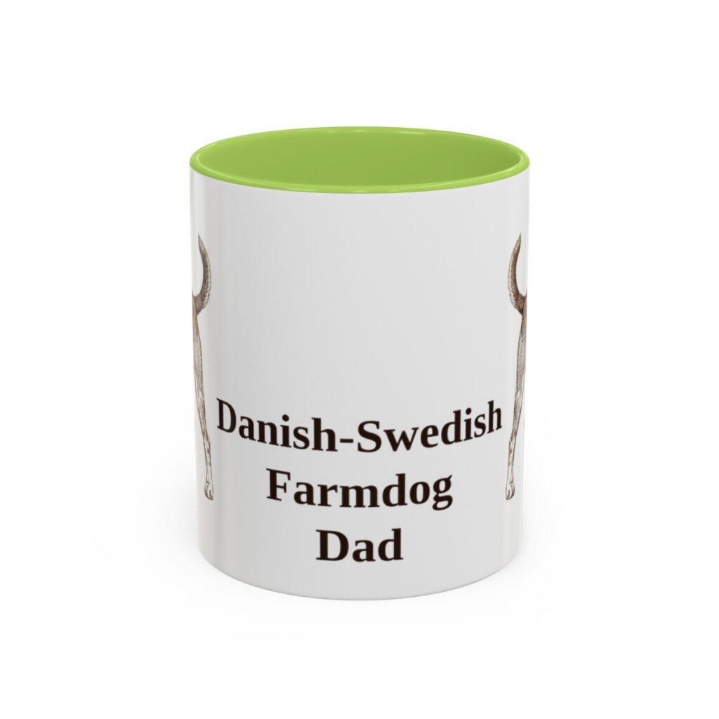 11oz Danish-Swedish Farmdog Dog Dad Mug, Light Green, front view