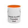 11oz Danish-Swedish Farmdog Dog Dad Mug, Orange, front view
