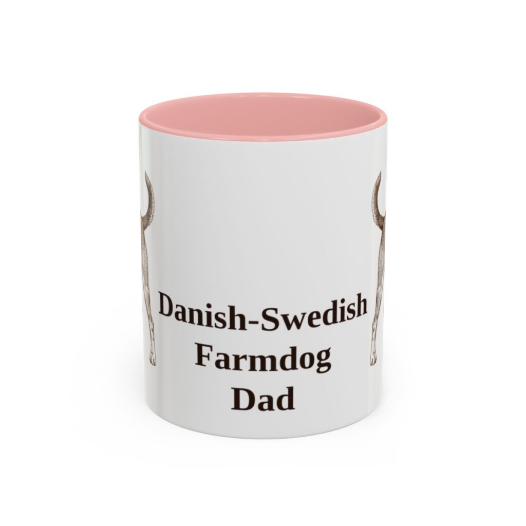 11oz Danish-Swedish Farmdog Dog Dad Mug, Pink, front view
