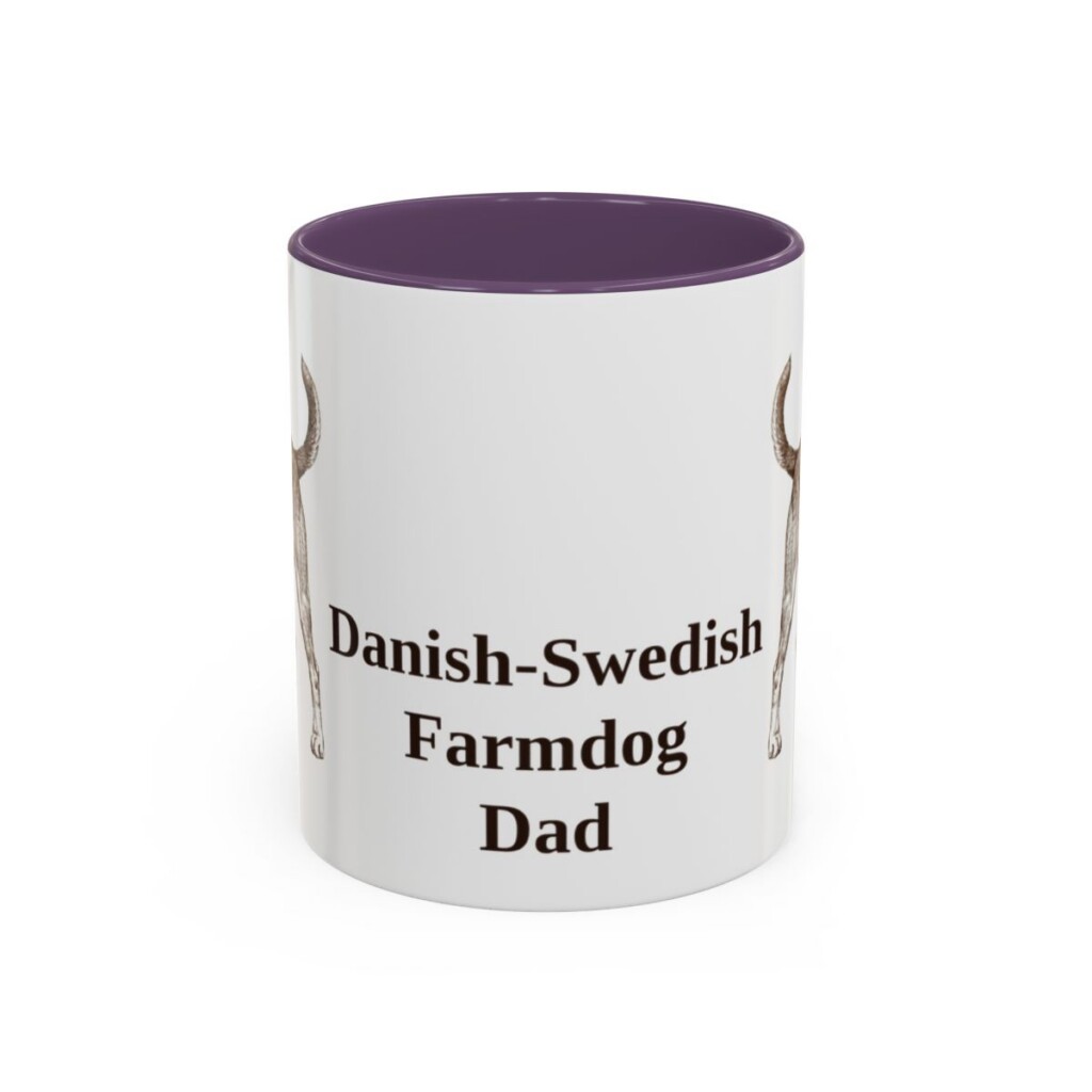 11oz Danish-Swedish Farmdog Dog Dad Mug, Purple, front view