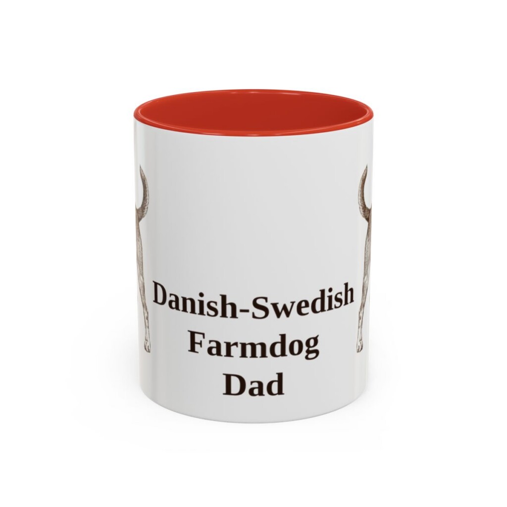 11oz Danish-Swedish Farmdog Dog Dad Mug, Red, front view