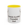 11oz Danish-Swedish Farmdog Dog Dad Mug, Yellow, front view