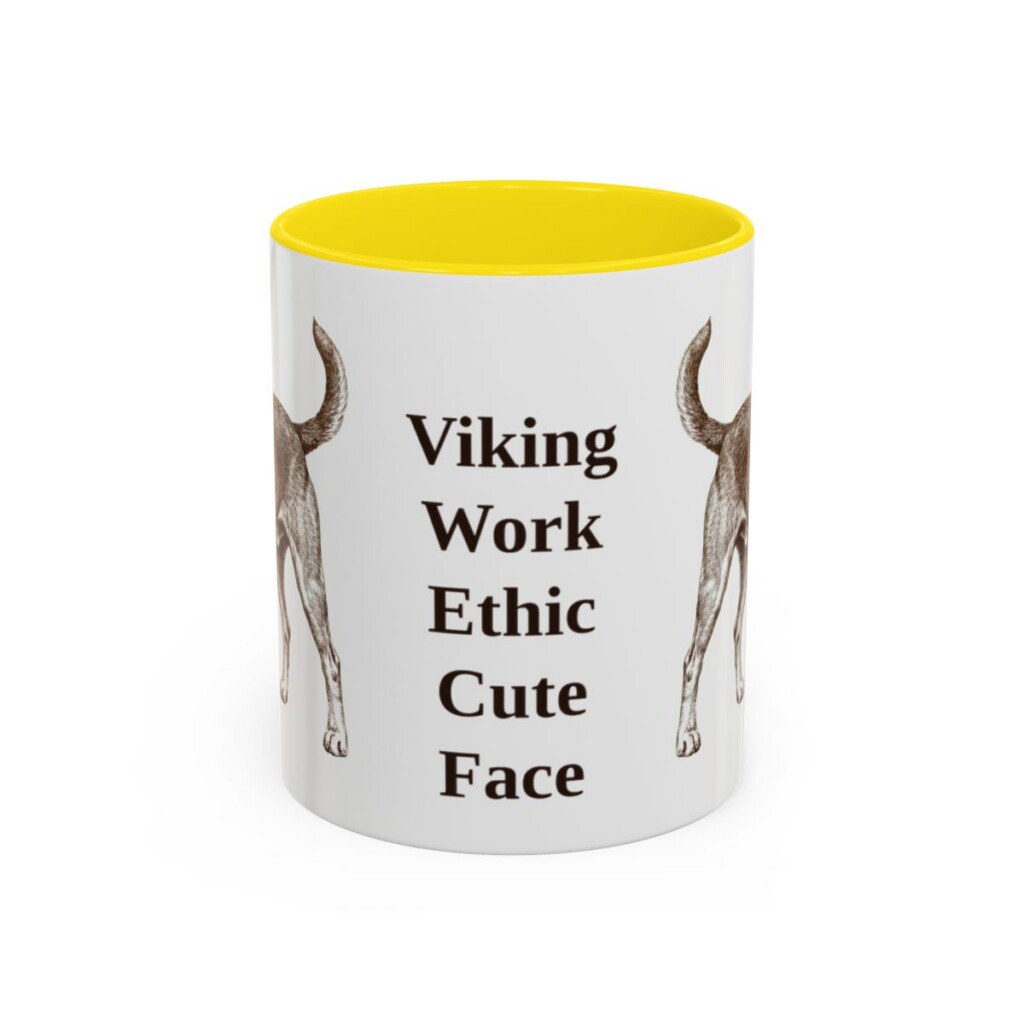 11oz Funny Danish-Swedish Farmdog Mug, Yellow, front view